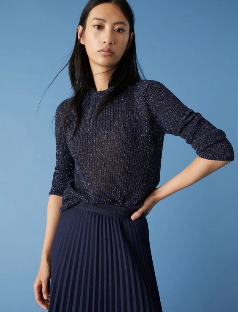 Sweter Damskie Marella Lurex Niebieskie | Polska 903851-XZQ
