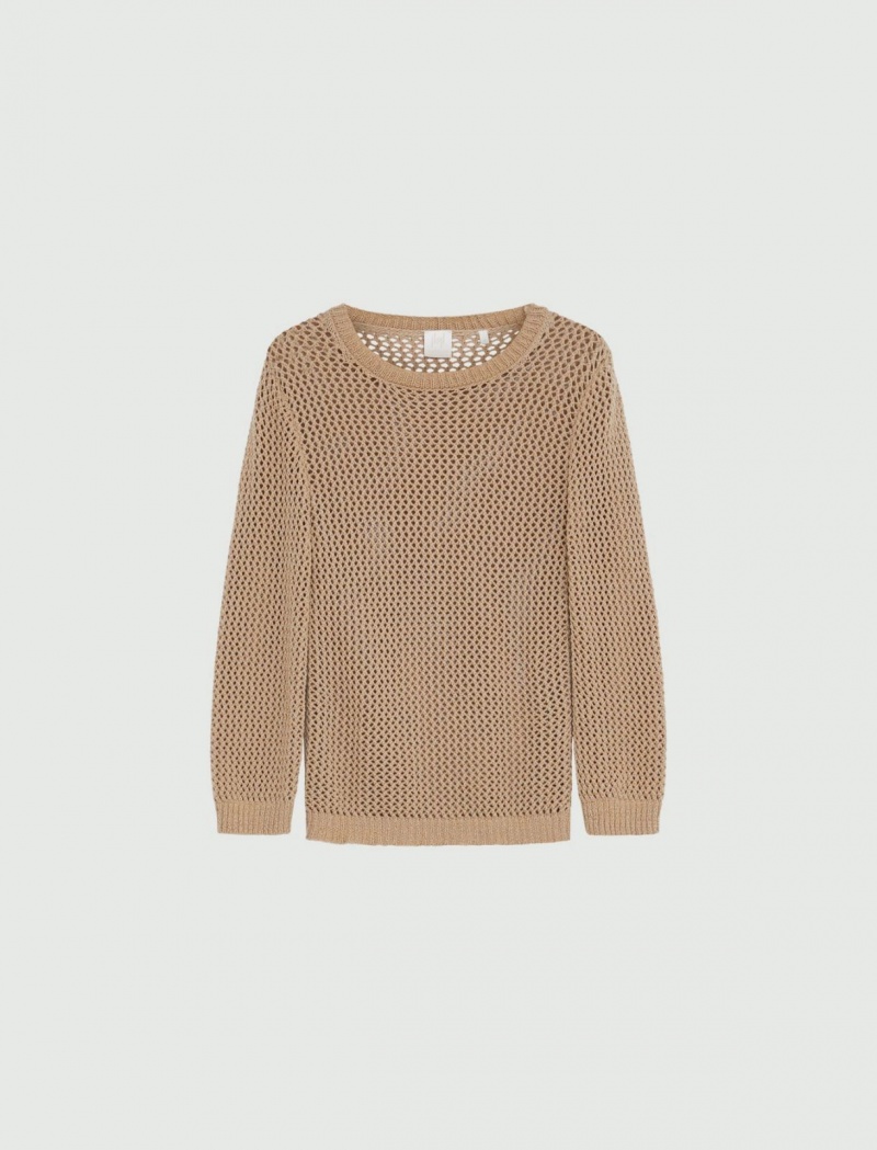 Sweter Damskie Marella Openwork Beżowe | Polska 743985-JEX