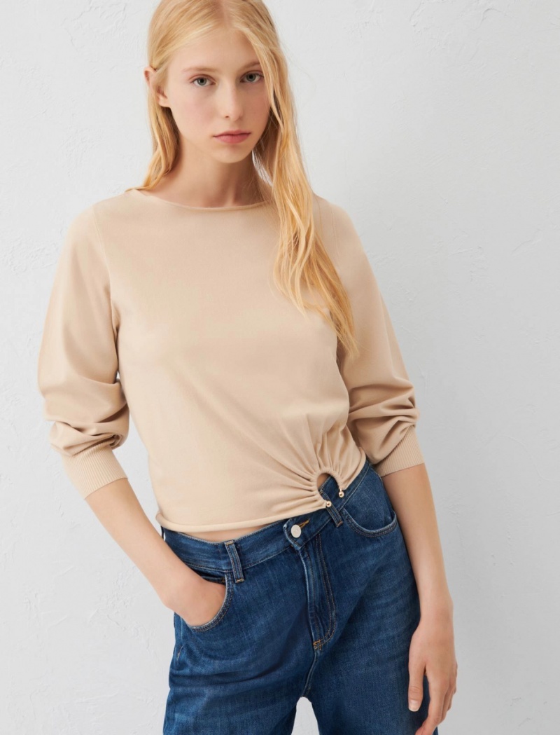 Sweter Damskie Marella Piercing Beżowe | Polska 810257-TSN