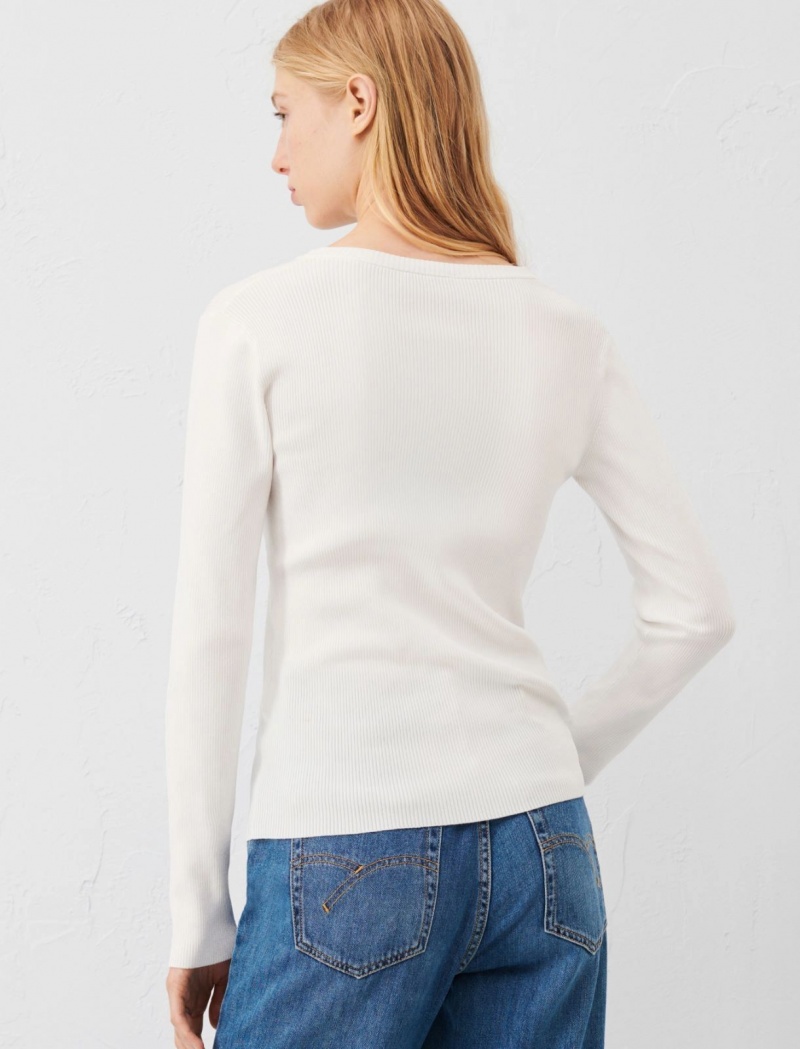 Sweter Damskie Marella Rib-Knit Białe | Polska 094157-TVL