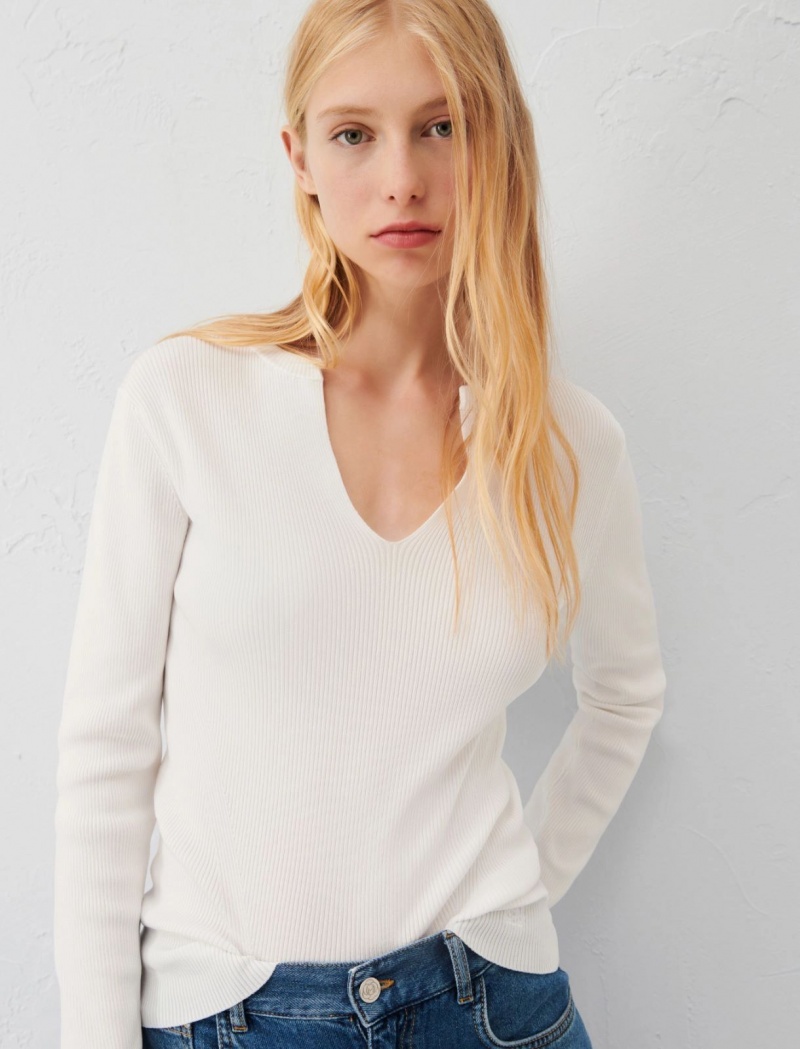 Sweter Damskie Marella Rib-Knit Białe | Polska 094157-TVL