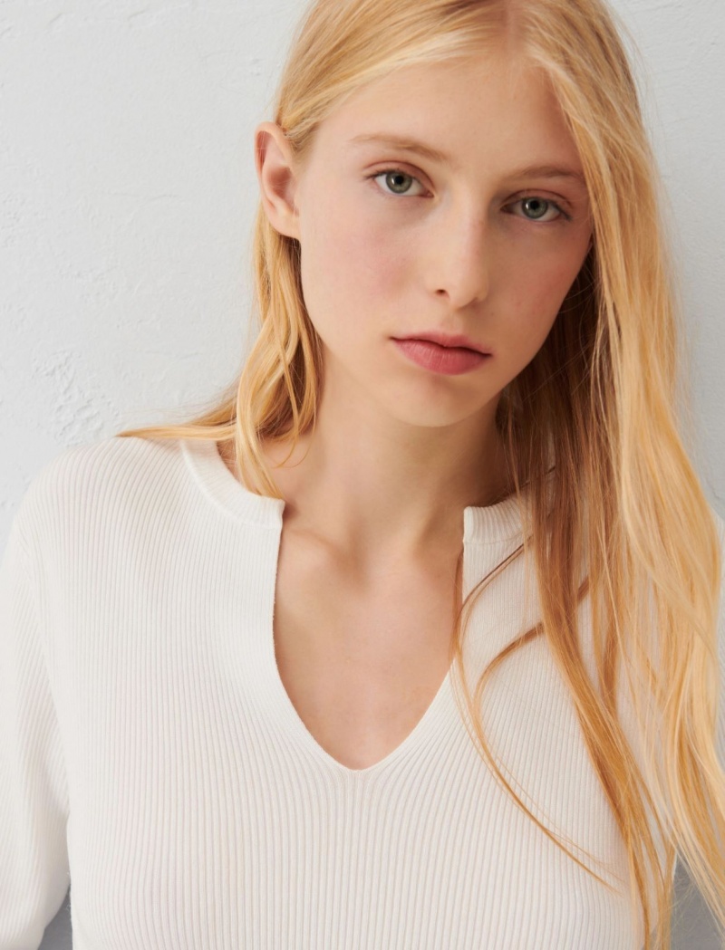 Sweter Damskie Marella Rib-Knit Białe | Polska 094157-TVL