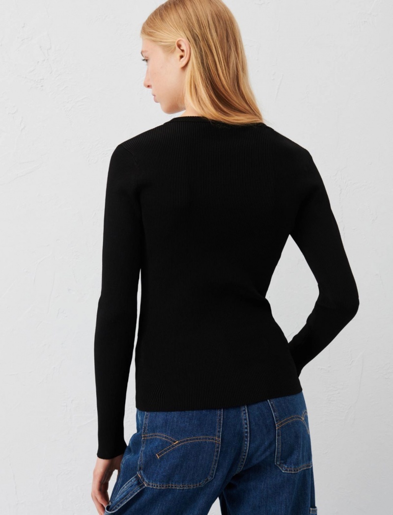 Sweter Damskie Marella Rib-Knit Czarne | Polska 459018-UKT