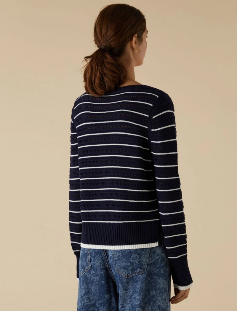 Sweter Damskie Marella Slit-Detail Granatowe | Polska 062845-UDK