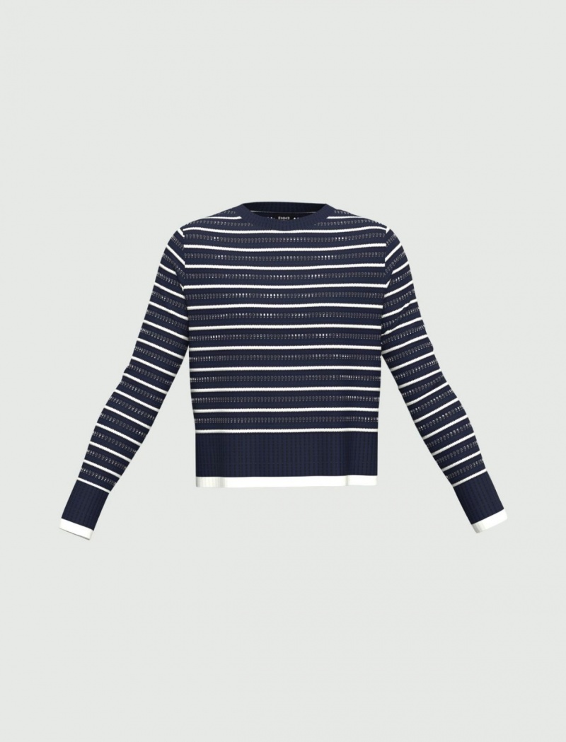 Sweter Damskie Marella Slit-Detail Granatowe | Polska 062845-UDK