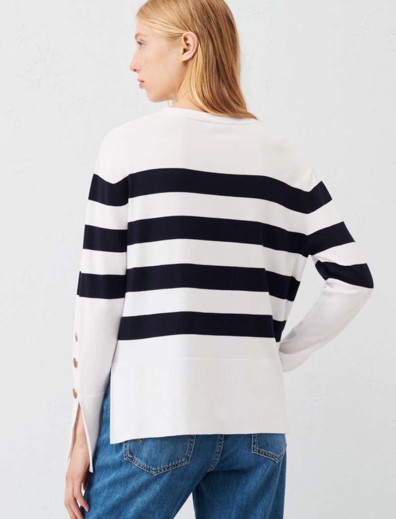 Sweter Damskie Marella Slit-Detail Niebieskie Białe | Polska 298607-TEP