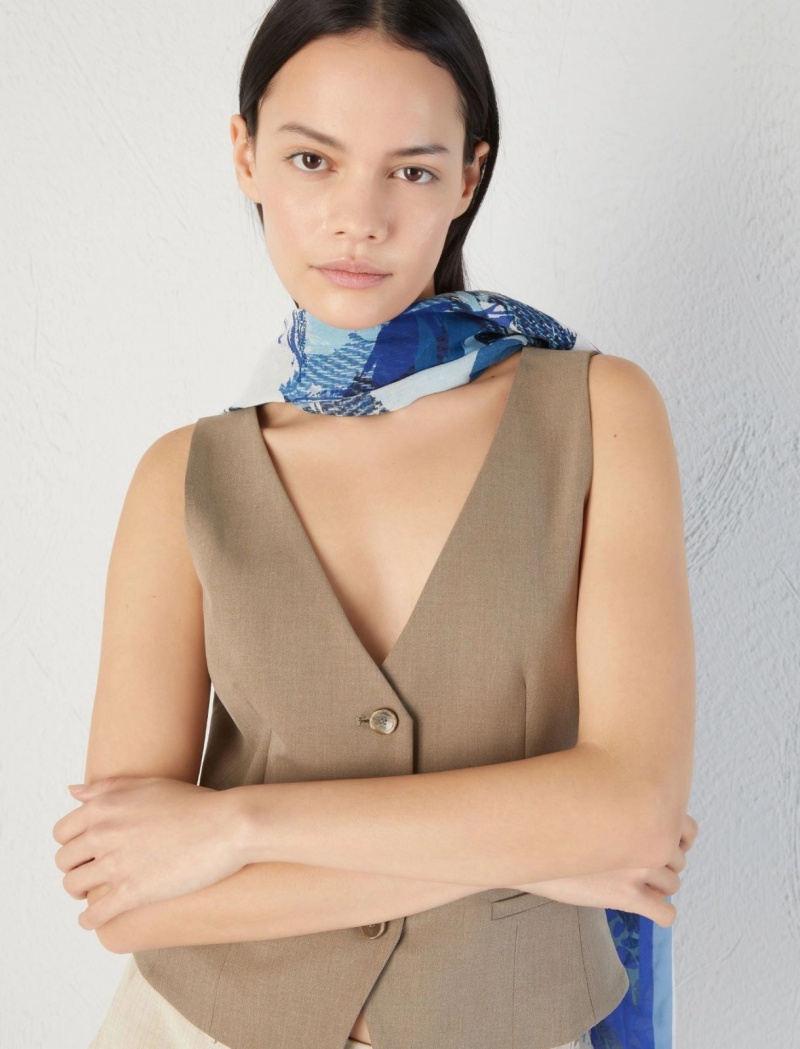 Szalik Damskie Marella Patterned Stole Granatowe | Polska 649735-MVX