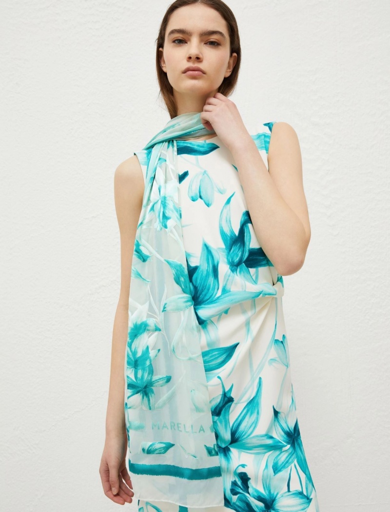Szalik Damskie Marella Patterned Stole Turkusowe | Polska 036589-OGU