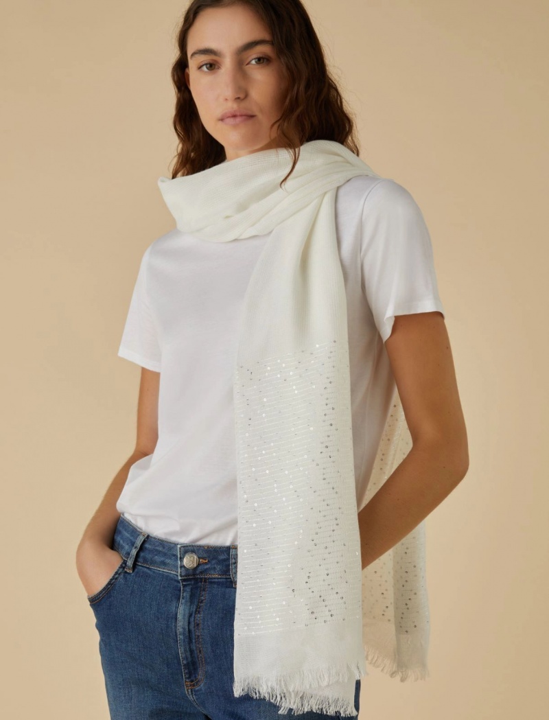 Szalik Damskie Marella Sequinned Stole Białe | Polska 578092-YHF