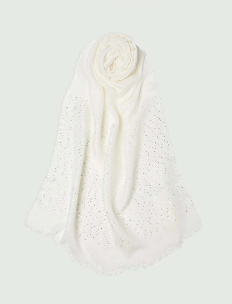 Szalik Damskie Marella Sequinned Stole Białe | Polska 578092-YHF