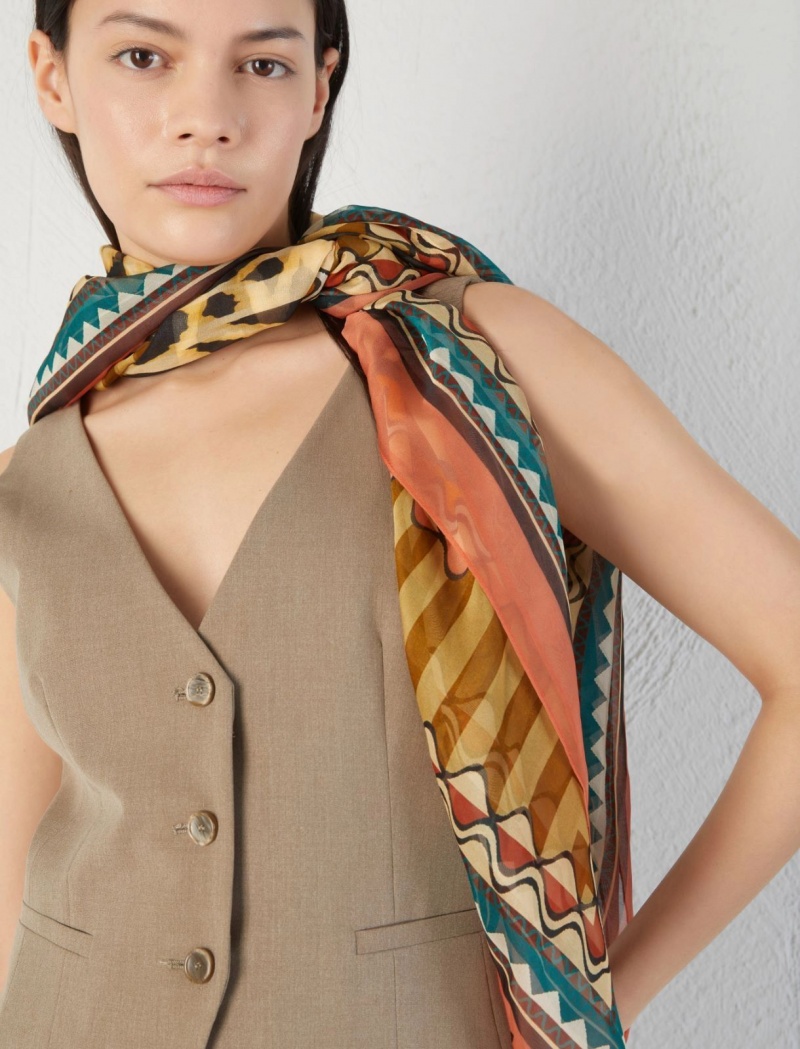 Szalik Damskie Marella Silk Brązowe | Polska 025186-HZQ