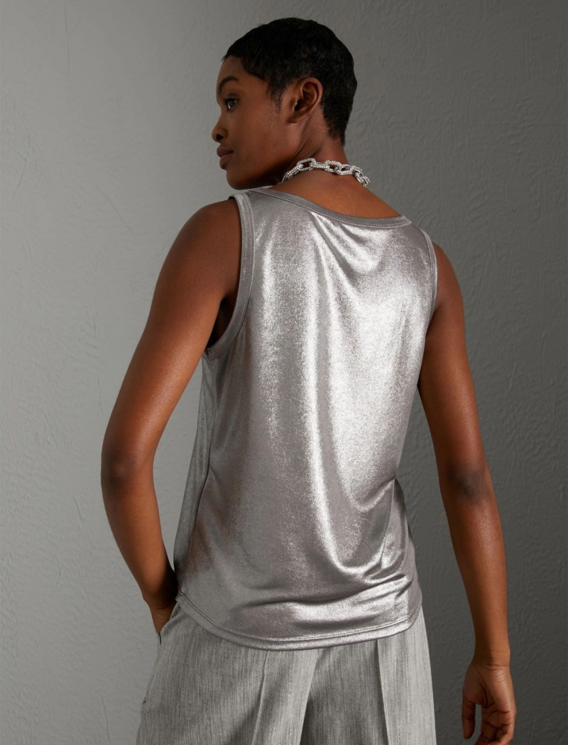 Top Damskie Marella Laminated Jersey Szare | Polska 538742-YQO