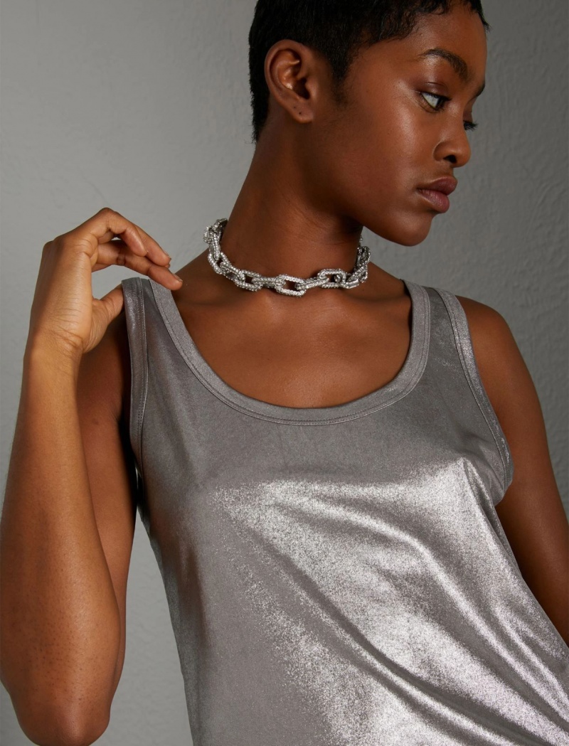 Top Damskie Marella Laminated Jersey Szare | Polska 538742-YQO