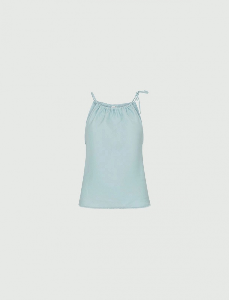 Top Damskie Marella Linen-Blend Niebieskie Niebieskie | Polska 582410-KCO