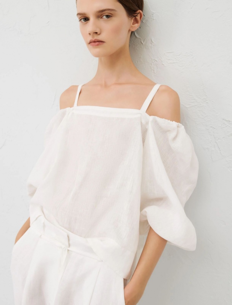 Top Damskie Marella Linen Białe | Polska 370954-ZOJ