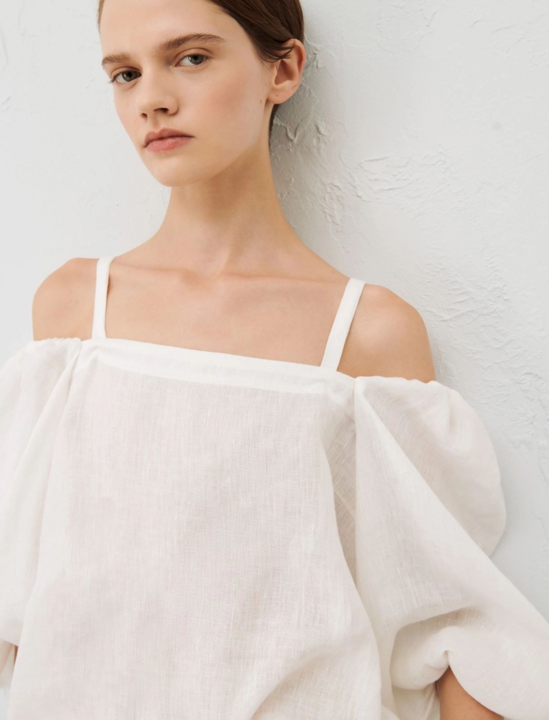 Top Damskie Marella Linen Białe | Polska 370954-ZOJ