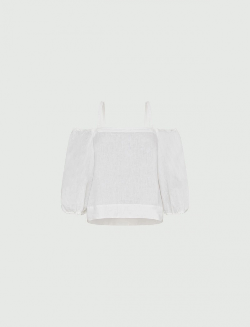 Top Damskie Marella Linen Białe | Polska 370954-ZOJ