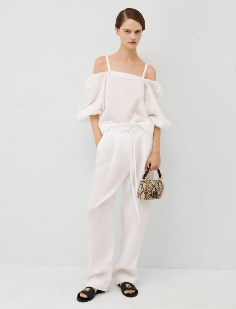 Top Damskie Marella Linen Białe | Polska 370954-ZOJ