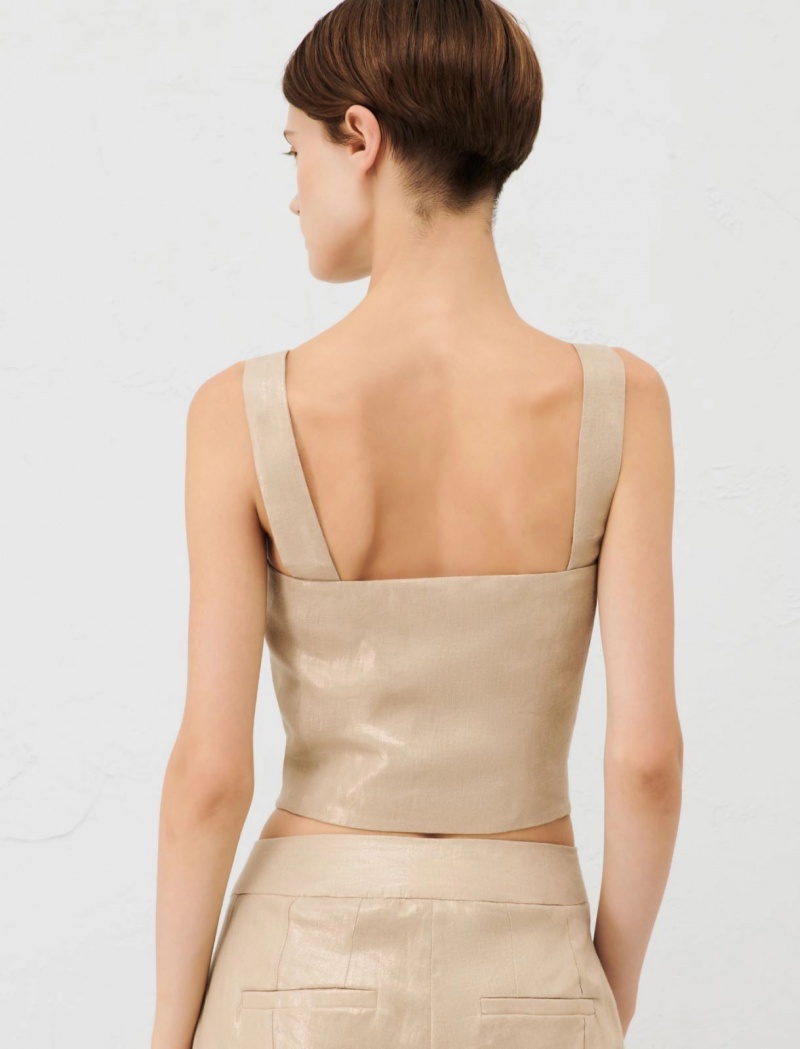 Top Damskie Marella Linen Brązowe | Polska 549832-NDW