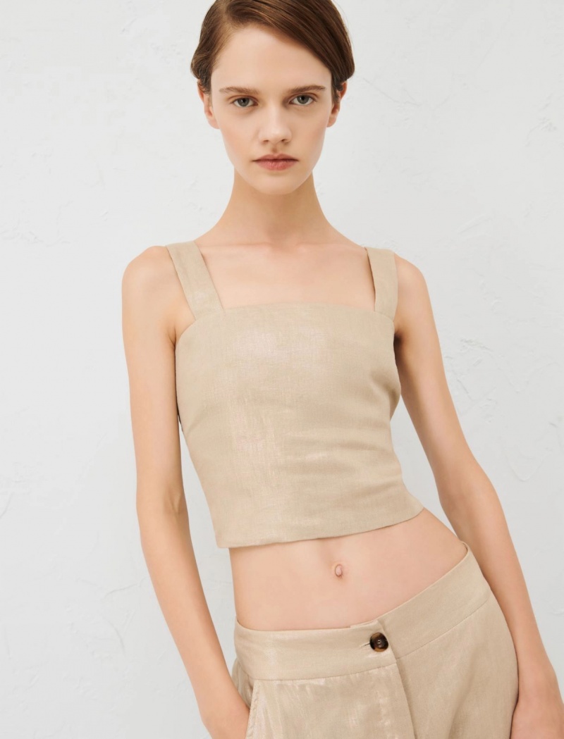 Top Damskie Marella Linen Brązowe | Polska 549832-NDW
