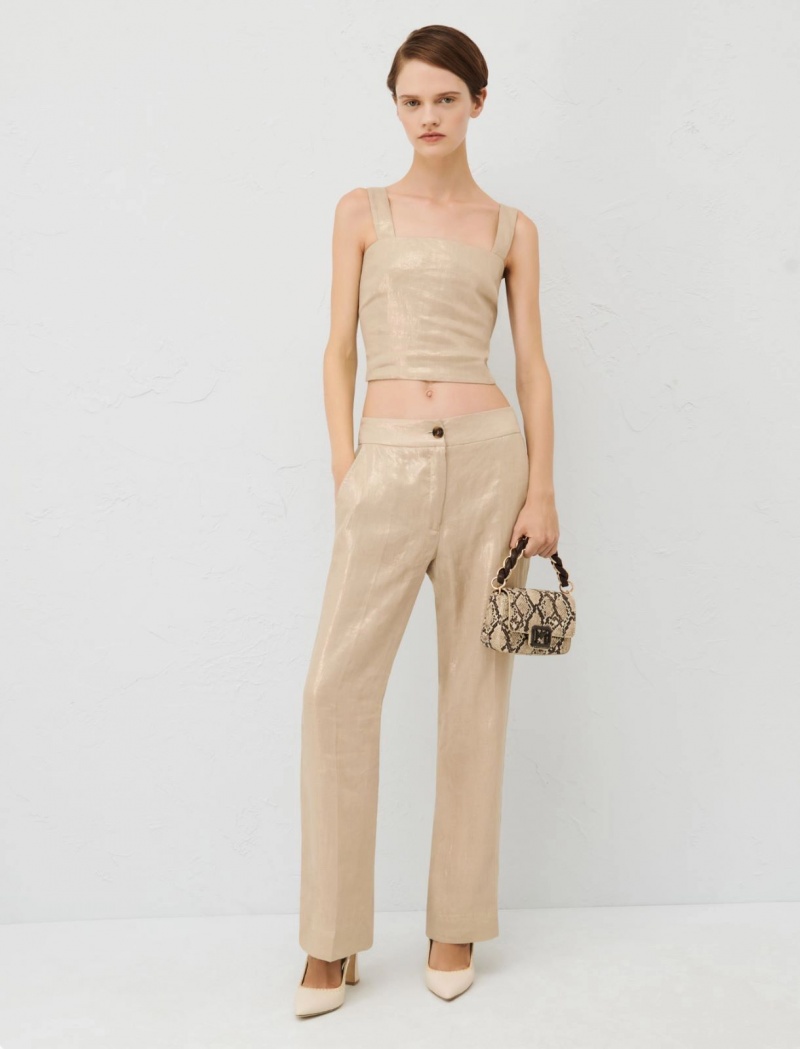 Top Damskie Marella Linen Brązowe | Polska 549832-NDW