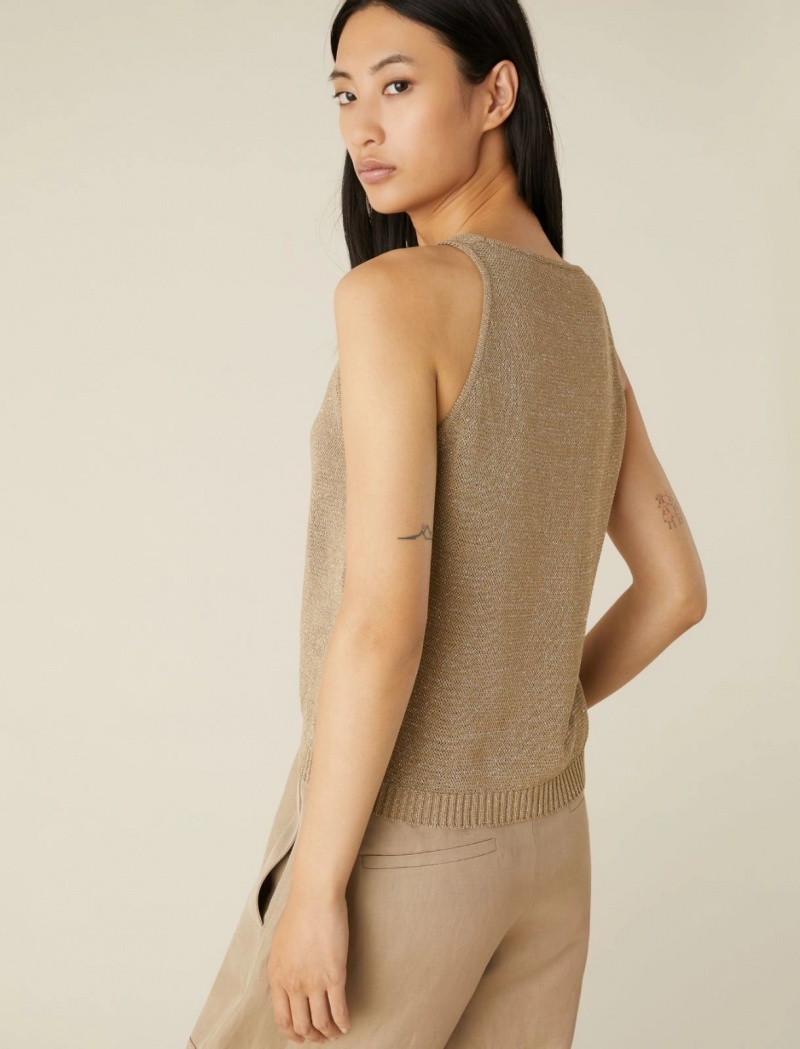 Top Damskie Marella Lurex Beżowe | Polska 467105-YTC