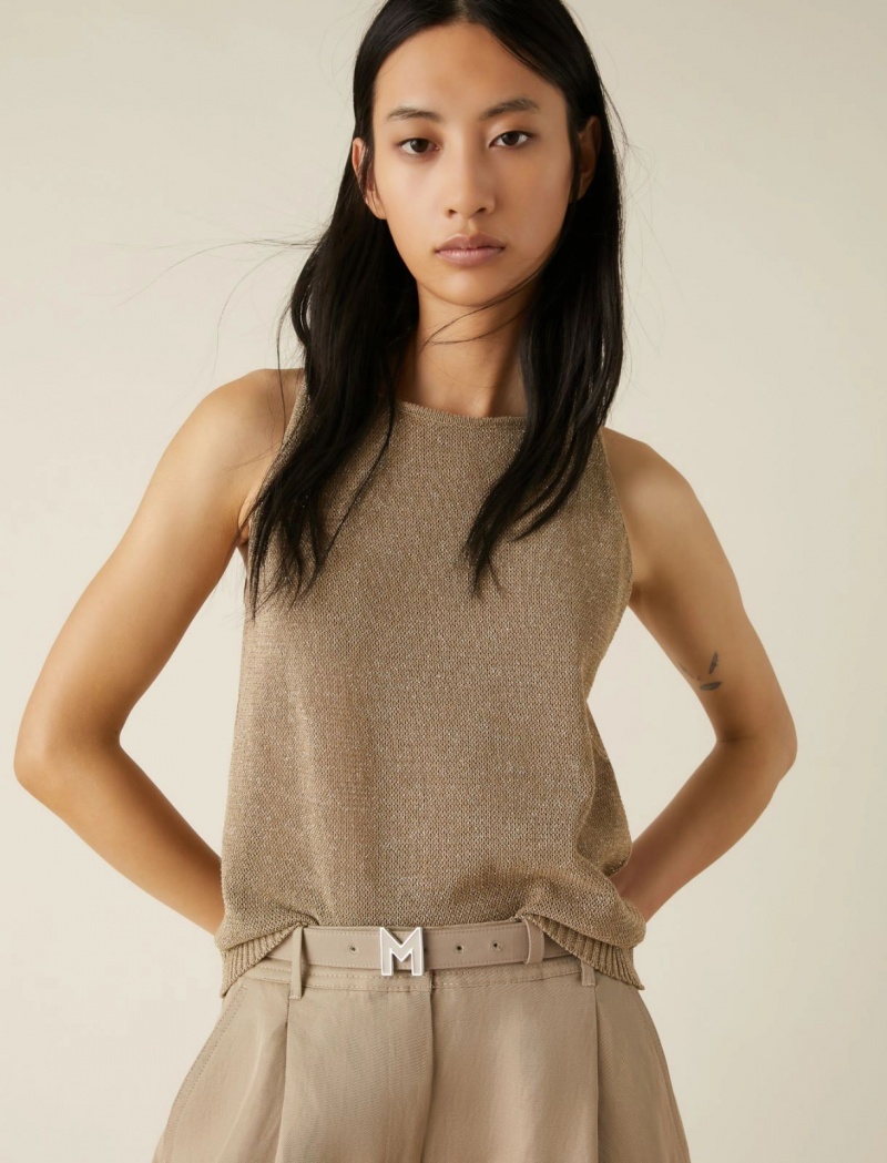 Top Damskie Marella Lurex Beżowe | Polska 467105-YTC