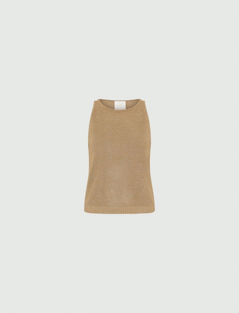 Top Damskie Marella Lurex Beżowe | Polska 467105-YTC