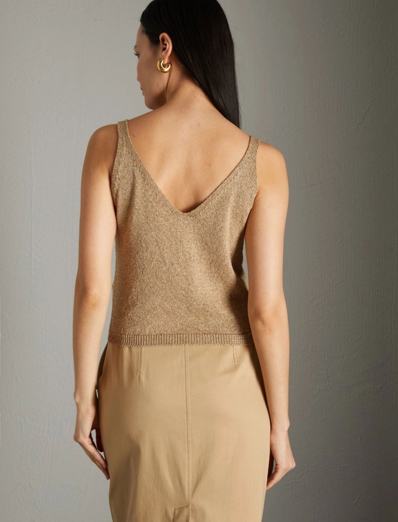 Top Damskie Marella Lurex Knit Złote | Polska 890413-APF