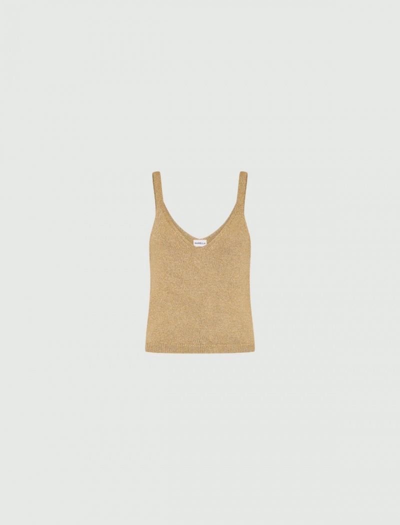 Top Damskie Marella Lurex Knit Złote | Polska 890413-APF
