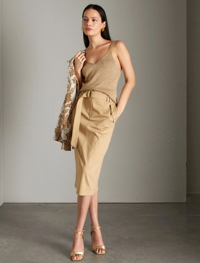 Top Damskie Marella Lurex Knit Złote | Polska 890413-APF