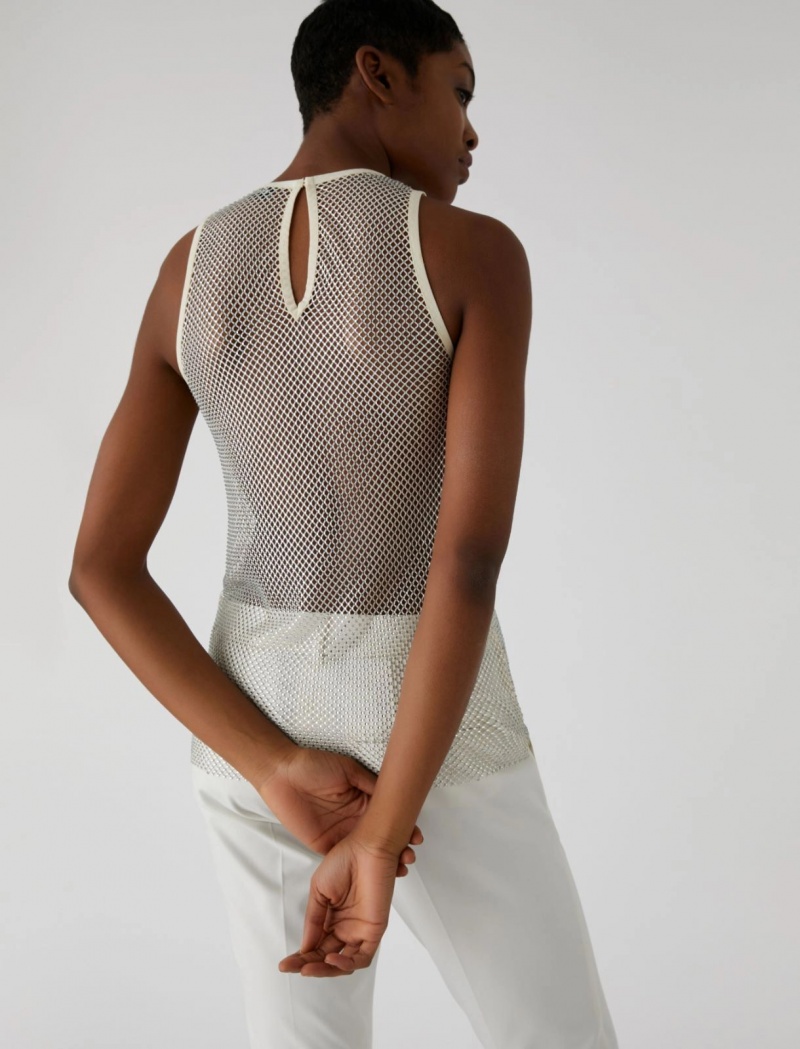 Top Damskie Marella Mesh Białe | Polska 096532-MVG