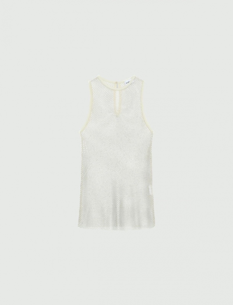 Top Damskie Marella Mesh Białe | Polska 096532-MVG