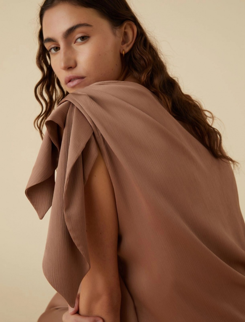 Top Damskie Marella One-Shoulder Złote | Polska 087965-MHU