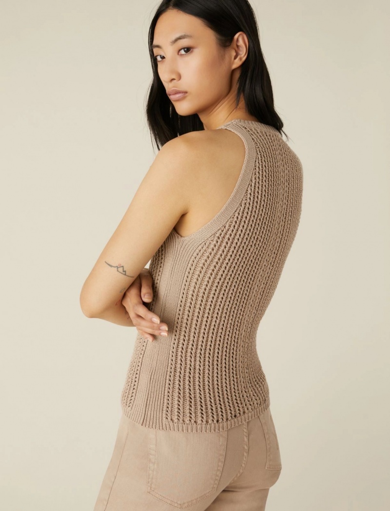 Top Damskie Marella Openwork-Knit Beżowe | Polska 407658-AUY