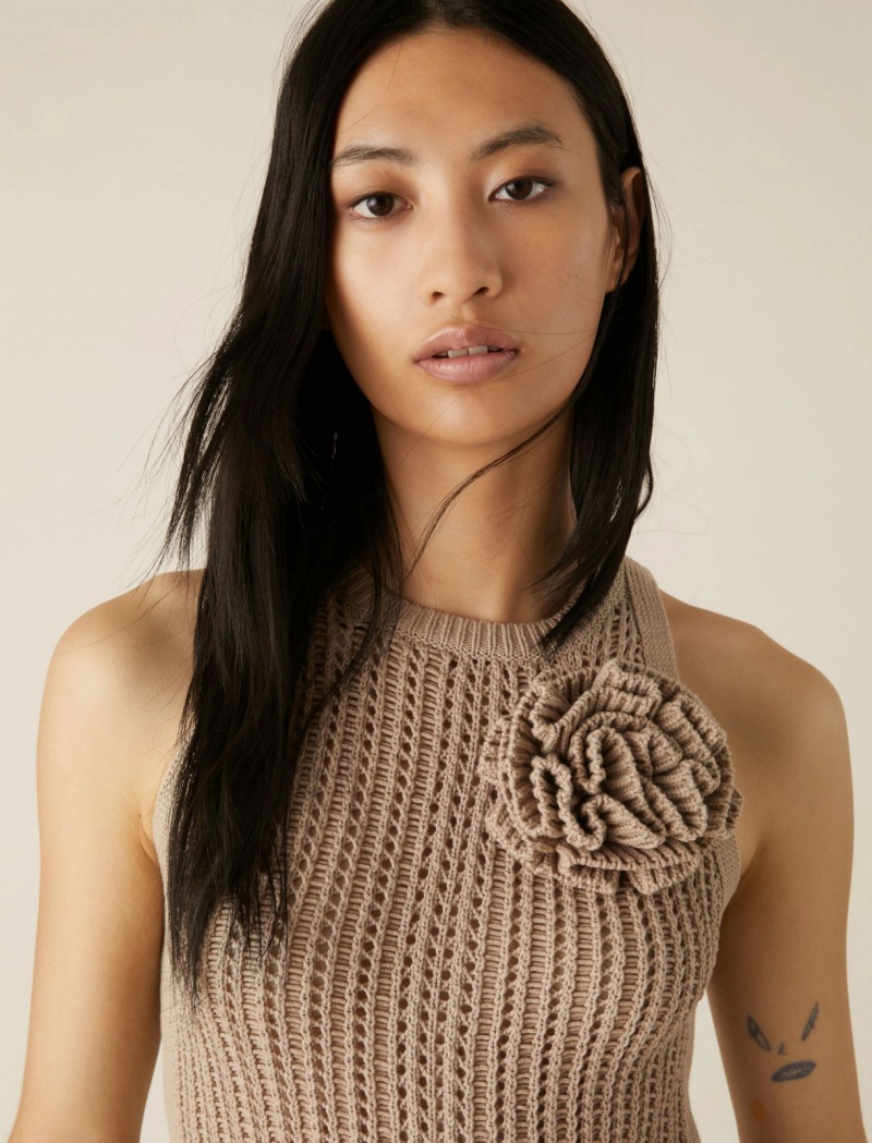Top Damskie Marella Openwork-Knit Beżowe | Polska 407658-AUY