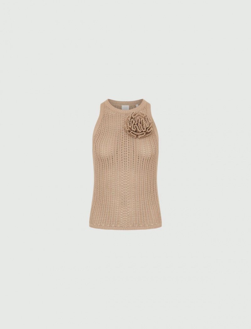 Top Damskie Marella Openwork-Knit Beżowe | Polska 407658-AUY