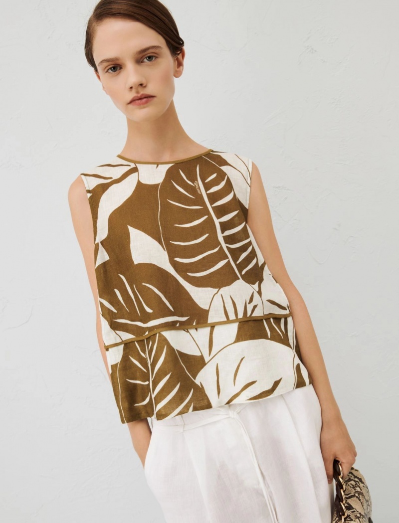 Top Damskie Marella Patterned Oliwkowe | Polska 806532-HAO