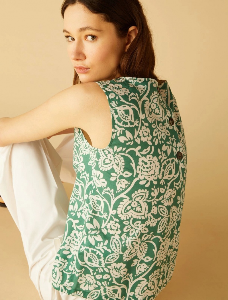 Top Damskie Marella Poplin Zielone | Polska 632154-EXL