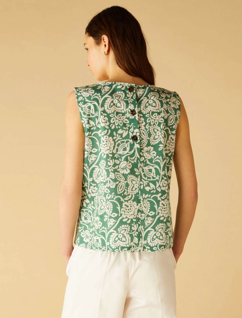 Top Damskie Marella Poplin Zielone | Polska 632154-EXL