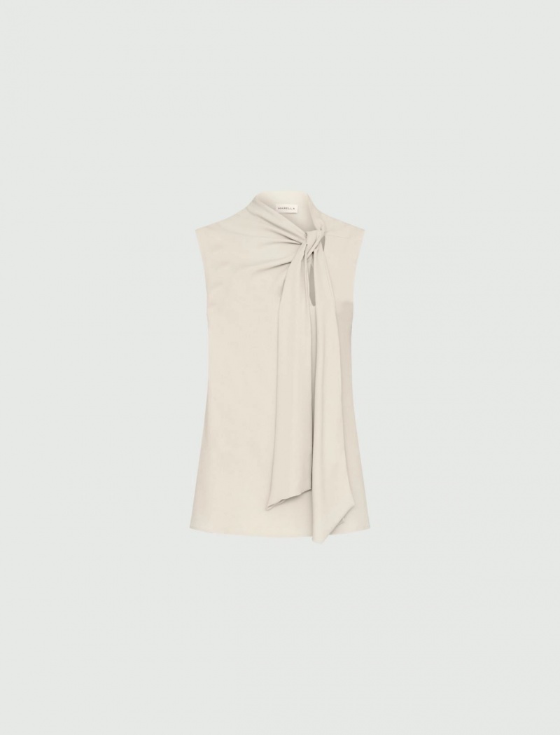 Top Damskie Marella Pussy-Bow Kremowe | Polska 950172-PCI