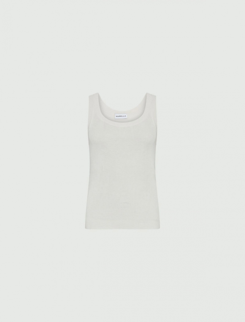 Top Damskie Marella Rib-Knit Białe | Polska 079152-EVN