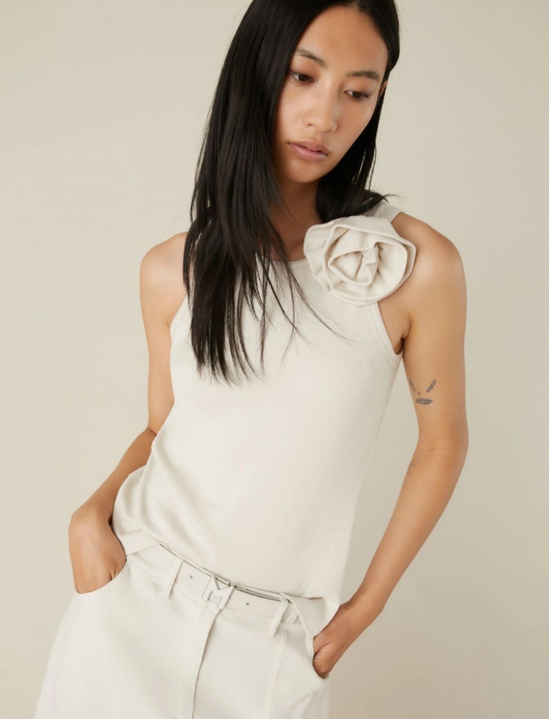 Top Damskie Marella Rib-Knit Białe | Polska 691532-PRF