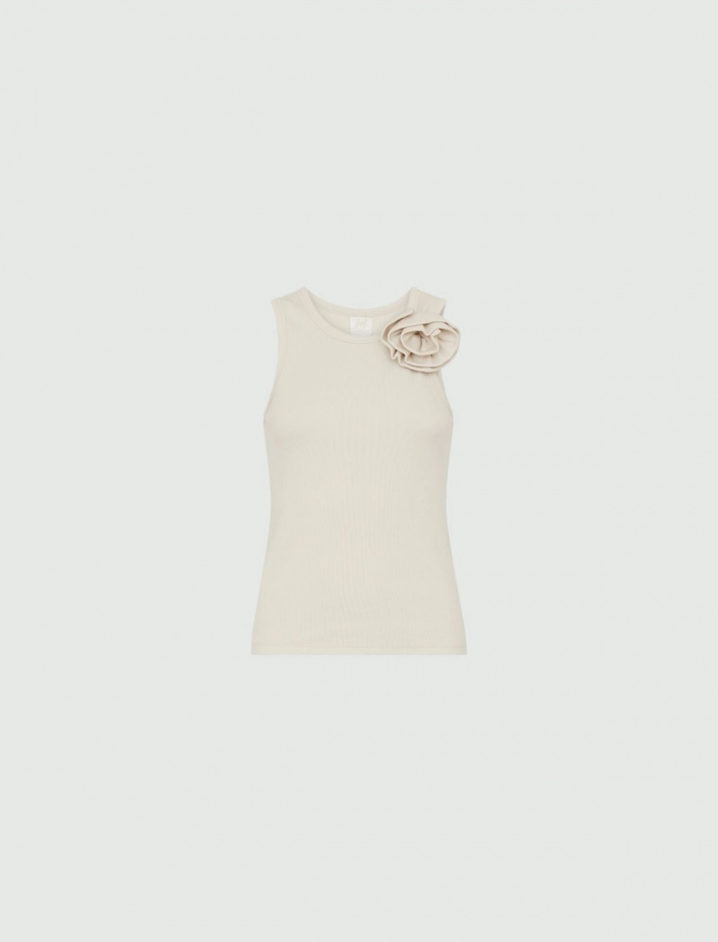 Top Damskie Marella Rib-Knit Białe | Polska 691532-PRF