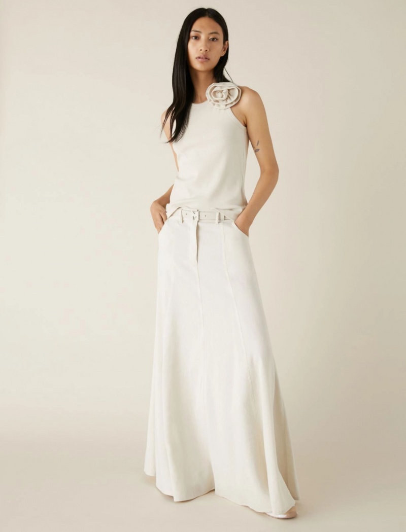 Top Damskie Marella Rib-Knit Białe | Polska 691532-PRF