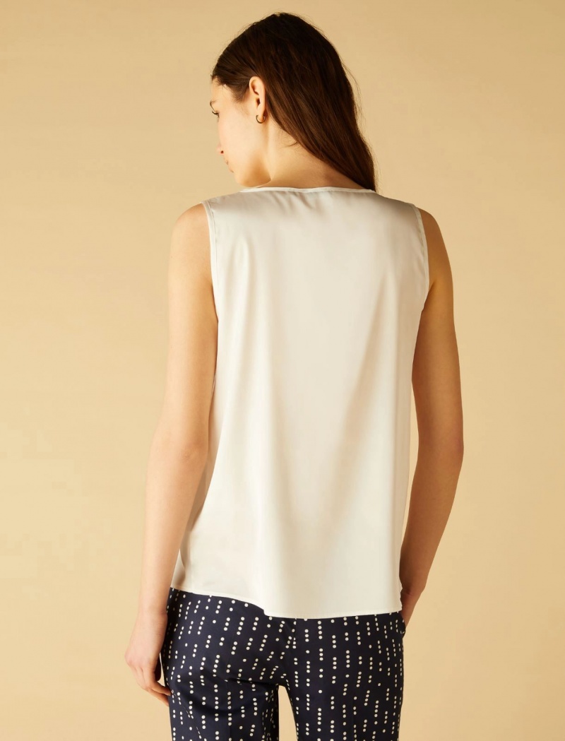 Top Damskie Marella Satin Białe | Polska 796435-USA