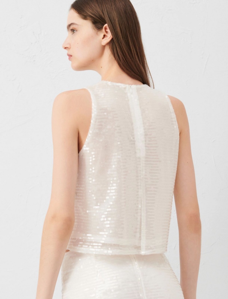 Top Damskie Marella Sequin Białe | Polska 192540-DCM