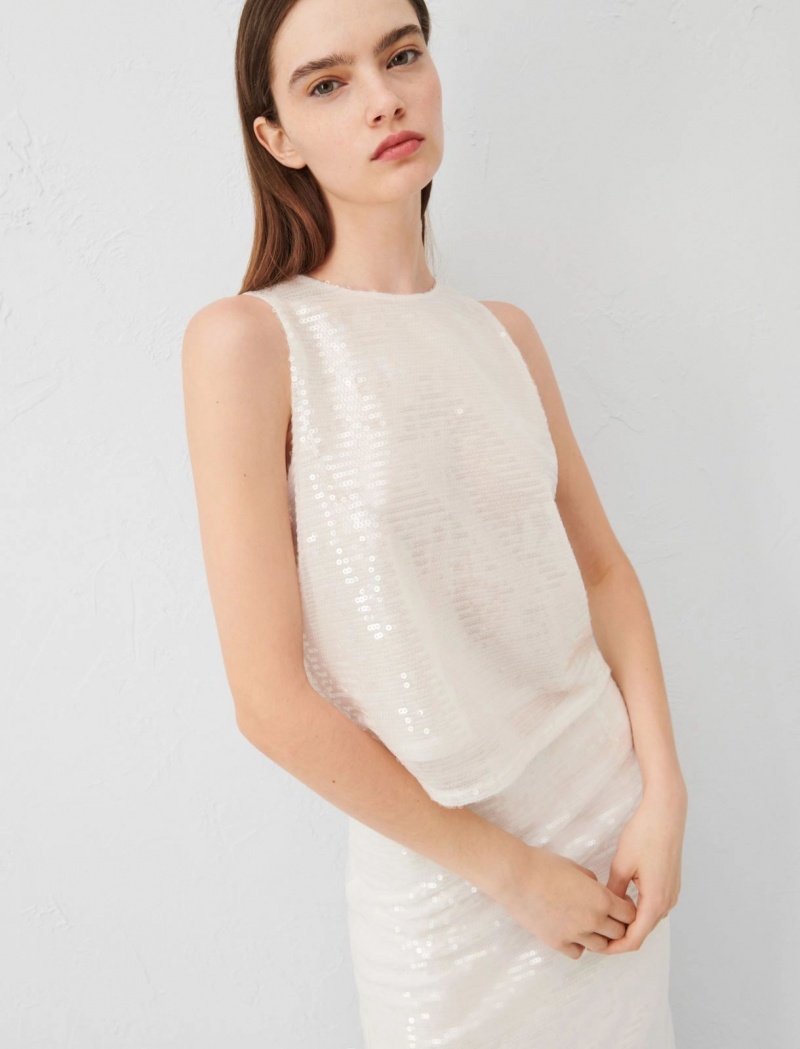 Top Damskie Marella Sequin Białe | Polska 192540-DCM