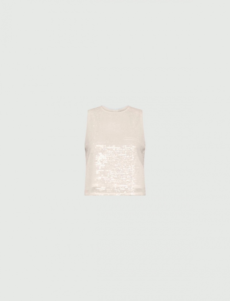 Top Damskie Marella Sequin Białe | Polska 192540-DCM