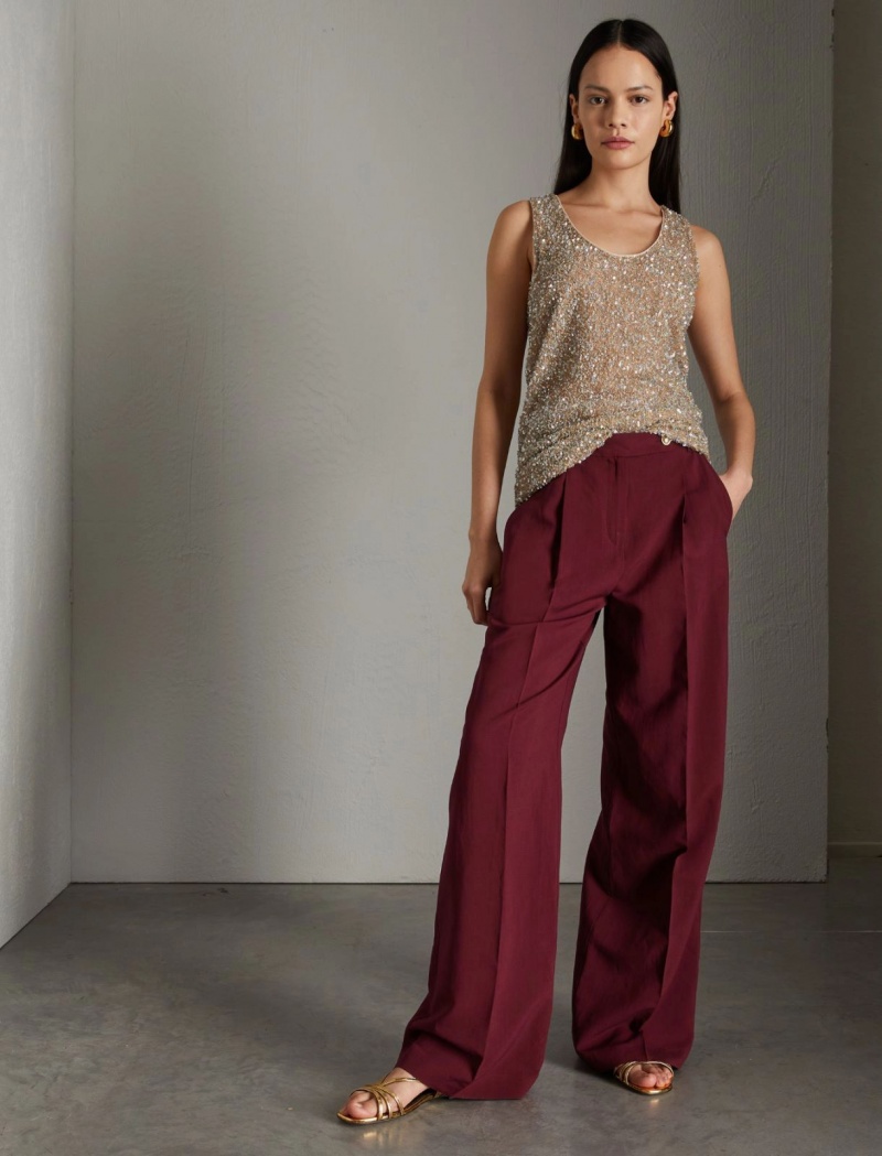 Top Damskie Marella Sequin Brązowe | Polska 472906-JOB